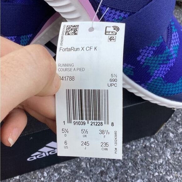 Acubi mermaidcore fairycore Adidas FortaRun X women’s Blue Camo Sneakers size 6 - Picture 2 of 6